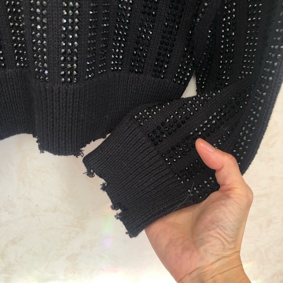 $575 RtA distressed crystal embellished sweater - Picture 8 of 12